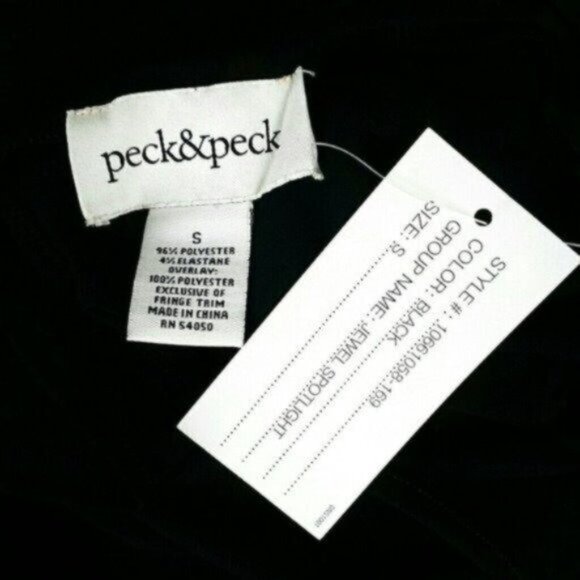 Peck & Peck Asymmetrical Fringed Top Black Small - Picture 4 of 5